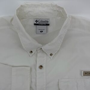 Columbia Men’s White Button-Down vented fishing PFG outdoor Shirt Men’s XL